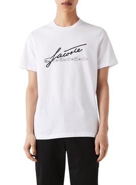 Camiseta Lacoste Firma Blanca Para Hombre