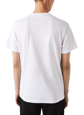 Camiseta Lacoste Firma Blanca Para Hombre