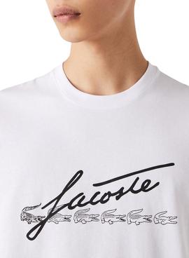 Camiseta Lacoste Firma Blanca Para Hombre