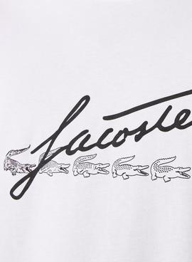Camiseta Lacoste Firma Blanca Para Hombre