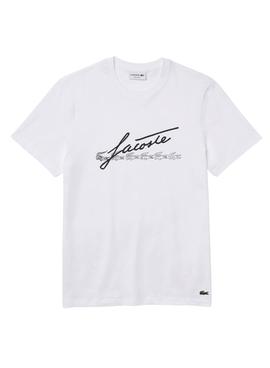 Camiseta Lacoste Firma Blanca Para Hombre