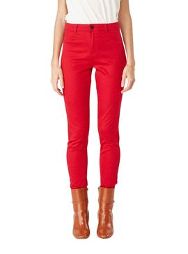 Pantalón Vaquero Naf Naf Pitillo Liso Rojo Mujer