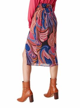 Falda Naf Naf Midi Estampada Multicolor para Mujer