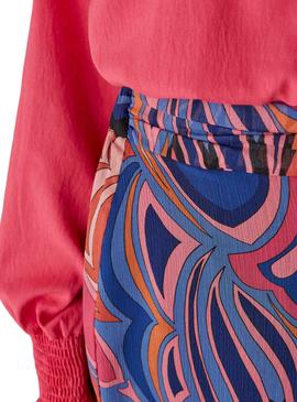 Falda Naf Naf Midi Estampada Multicolor para Mujer