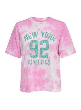 Camiseta Only Tania Tie Dye Rosa para Mujer