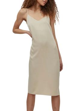 Vestido Vila Viamazed Strap Beige Para Mujer