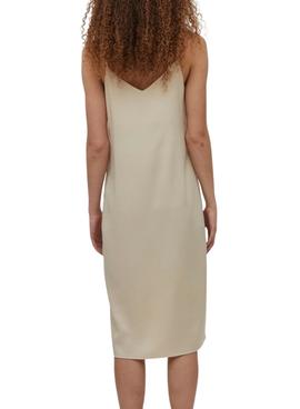 Vestido Vila Viamazed Strap Beige Para Mujer