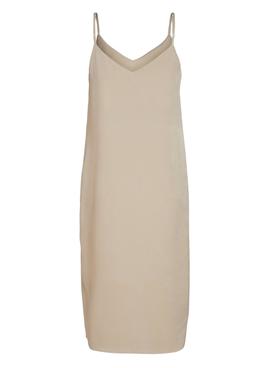 Vestido Vila Viamazed Strap Beige Para Mujer