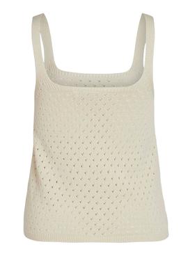 Top Vila Visibile Calado Beige Para Mujer