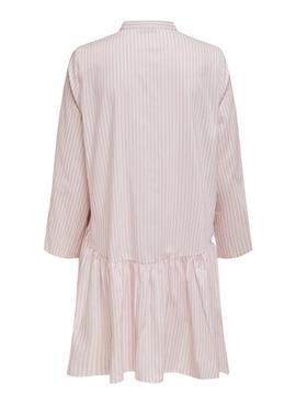 Vestido Only Onlditte Stripe 3/4 Rosa Para Mujer