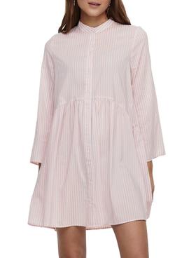 Vestido Only Onlditte Stripe 3/4 Rosa Para Mujer