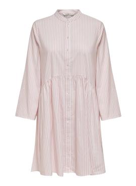 Vestido Only Onlditte Stripe 3/4 Rosa Para Mujer