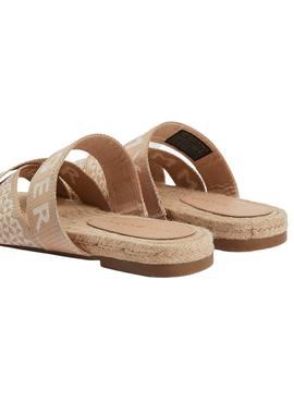 Sandalia Tommy Hilfiger Webbing Flat Beige Mujer