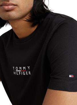 Camiseta Tommy Hilfiger Square Logo Negra Hombre