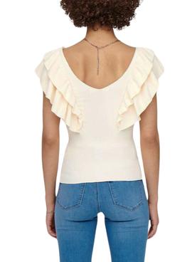 Top Only Leelo Ruffle Beige para Mujer