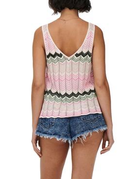 Top Only Lanica Punto Estampado Rosa para Mujer