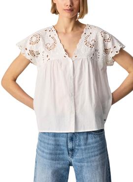 Blusa Pepe Jeas Nara Bordada Blanca para Mujer