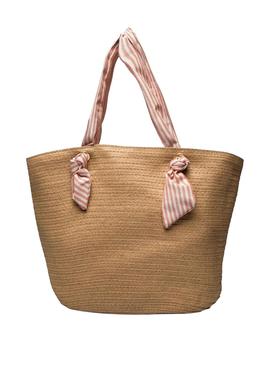 Bolso Pieces Villa Shopper Camel Rosa para Mujer