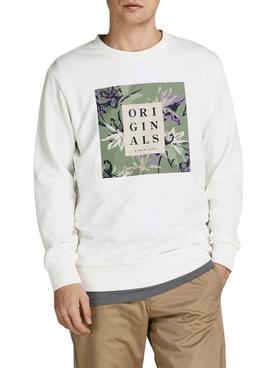 Sudadera Jack And Jones Flower Blanca Hombre 