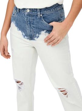 Pantalón vaquero Only Emily Life Blanco Para Mujer