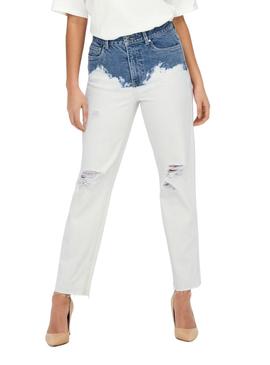 Pantalón vaquero Only Emily Life Blanco Para Mujer