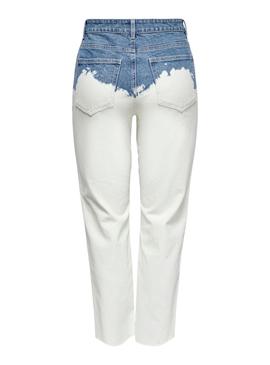 Pantalón vaquero Only Emily Life Blanco Para Mujer