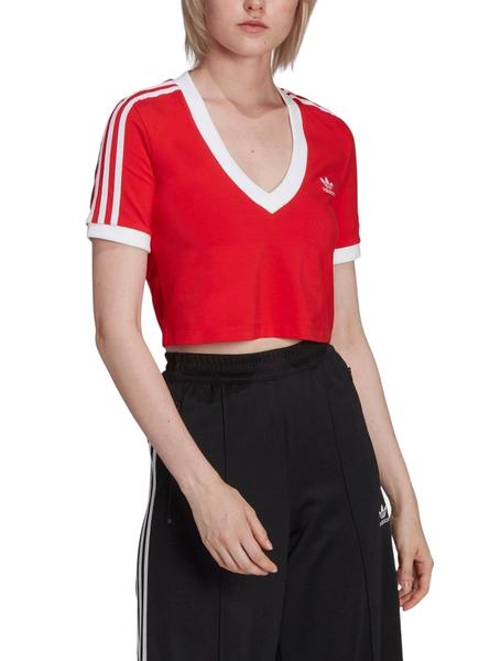 Camiseta Adidas Cropped Roja Para Mujer