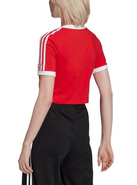 Camiseta Adidas Cropped Roja Para Mujer