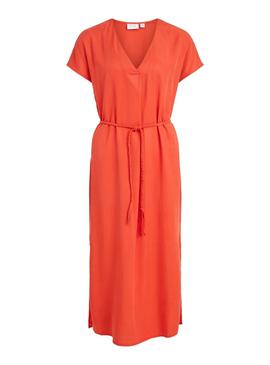 Vestido Vila Donna Listi Naranja Para Mujer