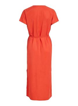 Vestido Vila Donna Listi Naranja Para Mujer