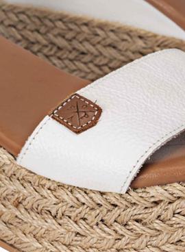 Sandalia Popa Cuña Baja Paradis Blanca para Mujer