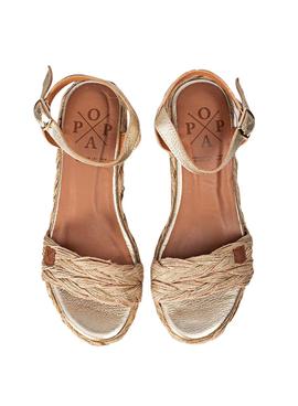 Sandalia Popa Cuña de Tacón Arnia Beige para Mujer