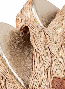 Sandalia Popa Cuña de Tacón Arnia Beige para Mujer