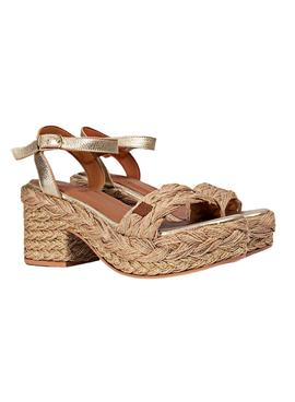 Sandalia Popa Cuña de Tacón Arnia Beige para Mujer