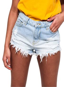 Short Superdry Eliza Light Denim Mujer