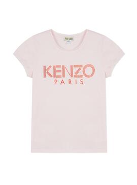 Camiseta Kenzo Logo JG Rosa Para Niña