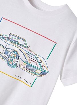 Camiseta Mayoral Coche Blanco para niño