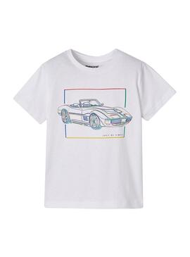 Camiseta Mayoral Coche Blanco para niño