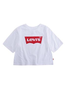 Camiseta Levis Cropped Blanco Para Niña