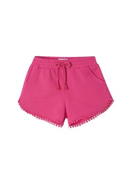 Short Mayoral Felpa Borlas Rosa Para Niña