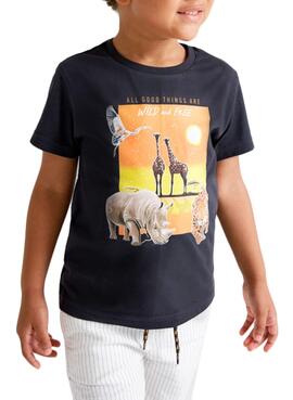 Camiseta Mayoral Animales Negra para Niño