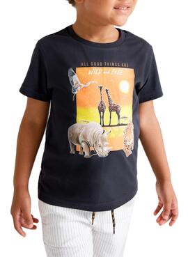 Camiseta Mayoral Animales Negra para Niño