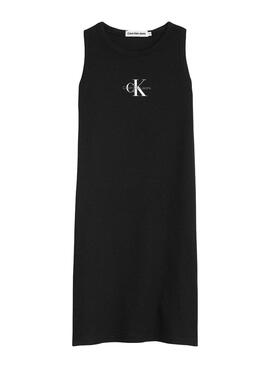 Vestido Calvin Klein Monogram Rib Negro para Niña