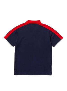 Polo Lacoste Franjas Marino para Niño