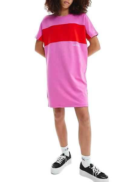 Vestido Calvin Klein Colorblock Rosa para Niña