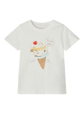 Camiseta Name It Florence Helado Blanca para Niña