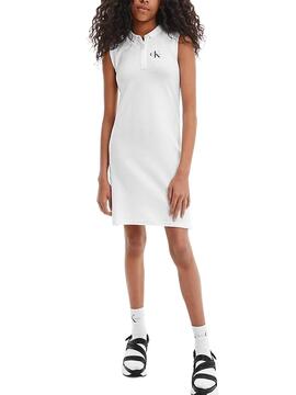 Vestido Polo Calvin Klein Monogram Blanco Niña