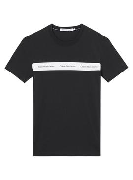 Camiseta Calvin Klein Contrast Instit Stripe Negra