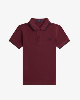 Polo Fred Perry Básico Ribetes Granate Para Niño