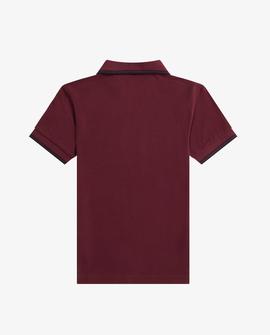 Polo Fred Perry Básico Ribetes Granate Para Niño